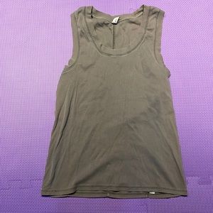 Free people olive green ribbed tank top - L
